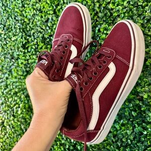 Vans Maroon and White Casual Sneakers